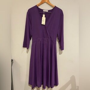 NWT Nemidor purple pin up girl style dress. V neck and tie back. Size 22